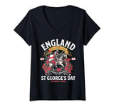 Womens St Georges Day Outfit Idea For Women & Novelty English Flag V-Neck T-Shirt