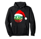 Red and Green Santa Christmas Disco Ball Pullover Hoodie