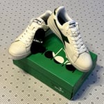 Diadora Game L Low Waxed Leather Lace Up Trainers Sneakers Shoes UK7.5 White