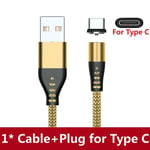 AUFU-Câble de charge magnétique USB de type C,câble de téléphone,chargeur de téléphone magnétique,micro USB pour iPhone 12,13 Pro Max,Xiaomi - Type Gold for Type C-1m