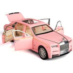 1/32 Rolls-Royce Phantom modellbil, zinklegering dra tillbaka leksaksbil med ljud och ljus för barn pojke flicka present (rosa)