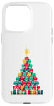 Coque pour iPhone 15 Pro Max Christmas Tree Joueur de Tennis de Table Ping Pong Raquette