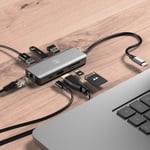 Mobility Lab USB-C Docking 8-in-1 - Hub USB-C 8-en-1 vers 1x HDMI, 3x USB-A 3.0, 1x Ethernet, 1x SD, 1x microSD, 1x USB-C 3.0 + Powe