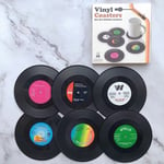 6 st glasunderlägg för drycker Retro skiva vinyl skivunderlägg