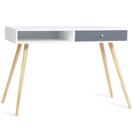 Bureau scandinave EFFIE bois blanc tiroir gris