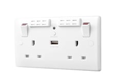 BG Electrical 13A 2 Gang Switched Socket with Wi-Fi Extender + 1x USB-