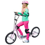 HOMCOM Kids Scooter Children Stunt Scooter for 5+ Years, Big Wheels Scooter with Adjustable Height Handlebar, Front Rear Dual Brakes, Pink