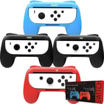 Grips (Poign¿¿Es) Compatible Avec Nintendo Switch Joy-Cons Pour Plus De Confort - Quad Pack (2x Noir 1xrouge 1xbleu) Compatible Super Smash Bros Ultimate Pour Nintendo Switch