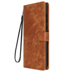 Case for Samsung Galaxy A05 Brushed Faux Leather Wrist Strap Brown