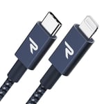 Câble USB C vers Lightning 2M MFi Certifié,Câble Lightning USB C Power Delivery Nylon Tressé pour iPhone 14/13/12/11/11 Pro/xS/xR/x/8,iPad Mini 5,iPad Air 2019-Bleu Marine.[W225]