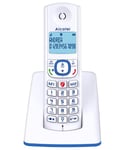 Alcatel F530, téléphone sans fil, avec fonction blocage d'appels, mains libres et deux touches de mémoires directes Blanc/Bleu