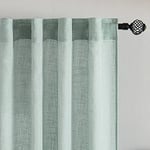 MIULEE Rideaux Rideau Voile Modernes Rideaux en Lin Translucide pour Deux Portes de Balcon Rideaux pour Salon Chambre à Coucher Lot de 2 Turquoise HxL 225x140 cm