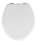 WENKO Abattant WC Prima, Abattant WC avec Fixation Acier INOX, Facile d'entretien, MDF, 37x41 cm, Blanc