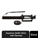 Aquarius Bluetooth Selfie Stick with Wireless Trigger, Lightweight, Black