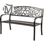 Banc de Jardin 3 Places Extérieur Cadre Métallique Style Ancien 127 x 63,5 x 89 cm Résistant aux Intempéries Charge 320kg - Costway