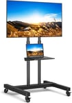 RFIVER Support TV sur Pied pour Téléviseurs Ecran LCD LED Plasma 32-80 Pouces, Chariot Meuble TV Mobile Peut être Incliné de ±15°, Réglable en Hauteur, Portant 50kg, Max VESA 600x400 mm