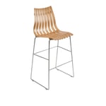 Fjordfiesta - Scandia Bar Stool 75 cm Natural Oak Veneer / Satin Chrome - Barstoler - Hans Brattrud - Tre farget - Metall/Tre