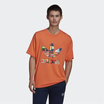 Adidas Flag Fill Tee T-Shirt - Trace Orange S18/Multi-Colour, 3X-Small