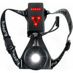 Löparlampa för löpare Bröst LED-lampa Vattentät Jogging USB Ficklampa