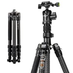 Fotopro 60" Carbon Fiber Tripod, Compact Lightweight Travel Tripod for DSLR Camera, Camera Tripod with Ballhead Quick Release Plate Carry Bag, with Detachable Monopod, Max Load 17.63lb