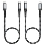 Câble USB C vers USB C,2 x 0,5 m PD 60 W de type C vers type C,Câble de charge rapide pour iPhone 15 Pro Max Plus,iPad Pro 2020,MacBook Pro 2020,iPad Air 4,Samsung S20 S10,Xiaomi,Huawei