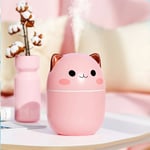 Humidificateur d'air USB ultra-silencieux avec LED,supporter ficateur d'air,vaporisateur de brume fraîche,chat mignon,bureau,ménage,chambre à coucher,voiture,aromathérapie,300ml - Type B-Pink