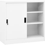 Vidaxl - Armoire de bureau avec porte coulissante Blanc 90x40x90cm Acier Blanc