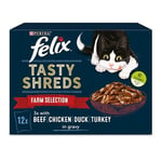 FELIX Tasty Shreds Farm Selection in Gravy Wet Cat Food 12x80g