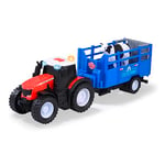 Dickie - Tracteur Massey Ferguson 26cm - Remorque et Accessoires - Fonctions Sonores et Lumineuses - Jouet Enfant - Dès 3 Ans - 203734003