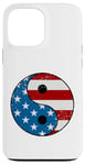 Coque pour iPhone 13 Pro Max Drapeau américain Yin et Yang rouge, blanc et bleu avec étoiles