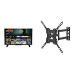 Toshiba 32WF2F53DB HD Ready Smart Fire TV & GRIFEMA GB1004 Swivel TV Wall Bracket, for 26-55 inch Screens, for Flat & Curved TV up to 30KG, Tilt (+ 5°，-10°), VESA Mount 75x75MM to 400X400MM,Black