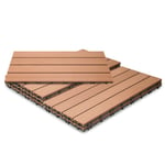 Tubiaz 18x Dalle de terrasse bois composite WPC, Marron, 60x30cm, pour Jardin Balcon3m2 DALLAGE