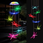 Solar Wind Chimes, Color Changing Solar Dragonfly Wind Chime, Waterproof Solar Powered Wind Chimes for Garden, Hanging Solar Lights Romantic for Outdoor Decor, Gifts for Women Birthday Christmas