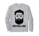 Football Dad Messy Hair Beard Football Player Dad Long Sleeve T-Shirt