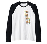 Dia de los Muertos Day of the Dead Sugar-Skulls Vertical Raglan Baseball Tee