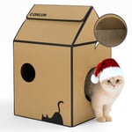 Conlun Cat Scratcher Cardboard House with Cat Scratching Board & Catnip,Quick Assembly Cat Toy for Indoor Cats Scratch & Rest Cat Furniture Condo Cave Bed for Christmas Decoration Kitty Xmas Gifts