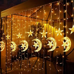 Eid Ramadan LED-gardinlampor Fairy Lights EU-kontakt warm white