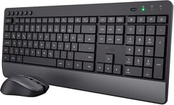 Trezo Ensemble Clavier Et Souris Sans Fil, Disposition Qwertz, Design Durable, Sans Fil Avec Souris Sans Fil, Ensemble Silencieux Et Ergonomique, Autonomie De 48 Mois, Pc, Ordinateur Portable,