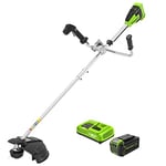 Greenworks Coupe-Bordures & Débroussailleuse 40V 40cm avec Batterie 5Ah et Rapide Chargeur 5A