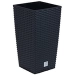 Prosperplast - 19 l Rato Square jardinière carrée haute en plastique avec réservoir de couleur Anthracite, 45 (h) x 24 (l) x 24 (p) cms - Anthracite