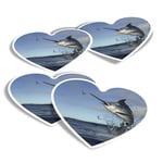 4x Heart Stickers - Marlin Swordfish Sea Creature #21846