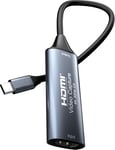 PremiumCord Capture/Grabber HDMI pour Enregistrer de la Vidéo/Audio sur Ordinateur avec USB-C, Résolution UHD 4K 2160p 30 Hz, Full HD 1080p 60 Hz, USB 3.2 Type C, Plug and Play, Gris Sidéral