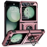 SKALO Samsung Z Flip6 Armor Hybrid Metallring skal - Roséguld Rosa guld