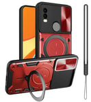 GOTOURED for Nokia C21 Plus Phone Case/Nokia C21 Plus Case,Metal Big Stand Ring Holder,Shockproof Cover,Camera Lens Protector,Slim Full Protection Basic Cases for Nokia C21 Plus 6.5" (Red)