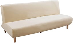 Mingfuxin Housse de Protection de canapé-lit sans accoudoirs, de futon en Velours épais Extensible de 2 à 3 Places, antidérapante, élastique et Pliable (Velours épais | Beige Jaune)