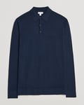 Sunspel Long Sleeve Polo Navy