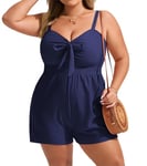 Hanna Nikole Maillot de Bain Femme Grande Taille avec Poches, col V, Cordons sur Maillot de Bain Push-up avec sous-vêtement de Maillot de Bain