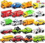 JOYIN 20 pcs Ensemble de Mini véhicules travaux voitures camions bus jouet /EBPG