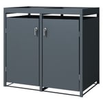 Abri pour 2 poubelles 240L en acier 132x80x124 cm box avec jardinière