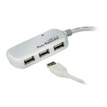 Nedis Aktiv USB 2.0, Förlängningskabel USB A Hane - 4 x USB Hub, 12 m, Elfenbensfärgad